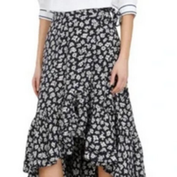 Polo Ralph Lauren Floral Crepe Wrap Skirt ~ Navy/Cream ~ New! - Picture 7 of 11